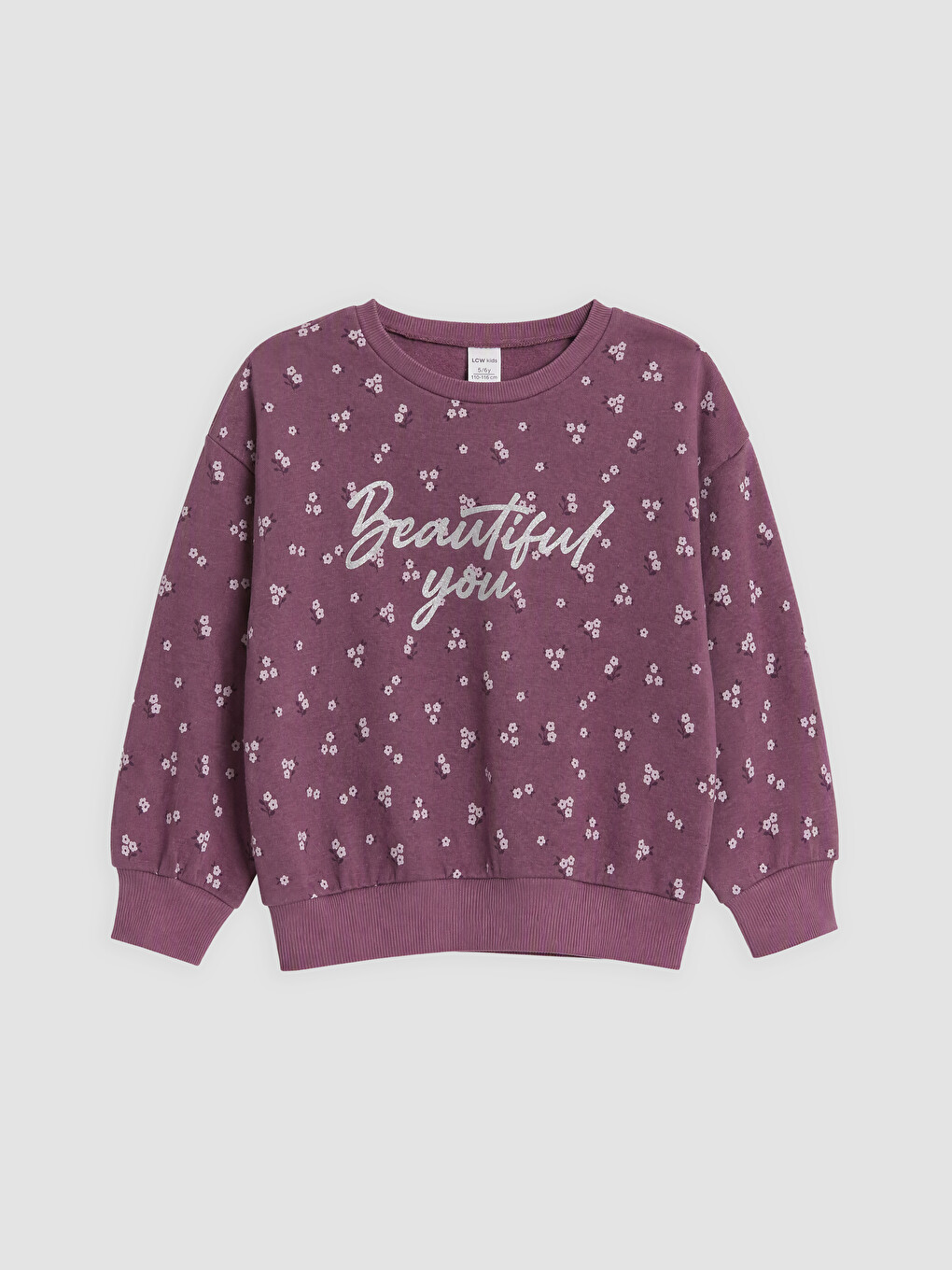 Lila Baskılı Kız Çocuk Kalın Sweatshirt 2'li-2