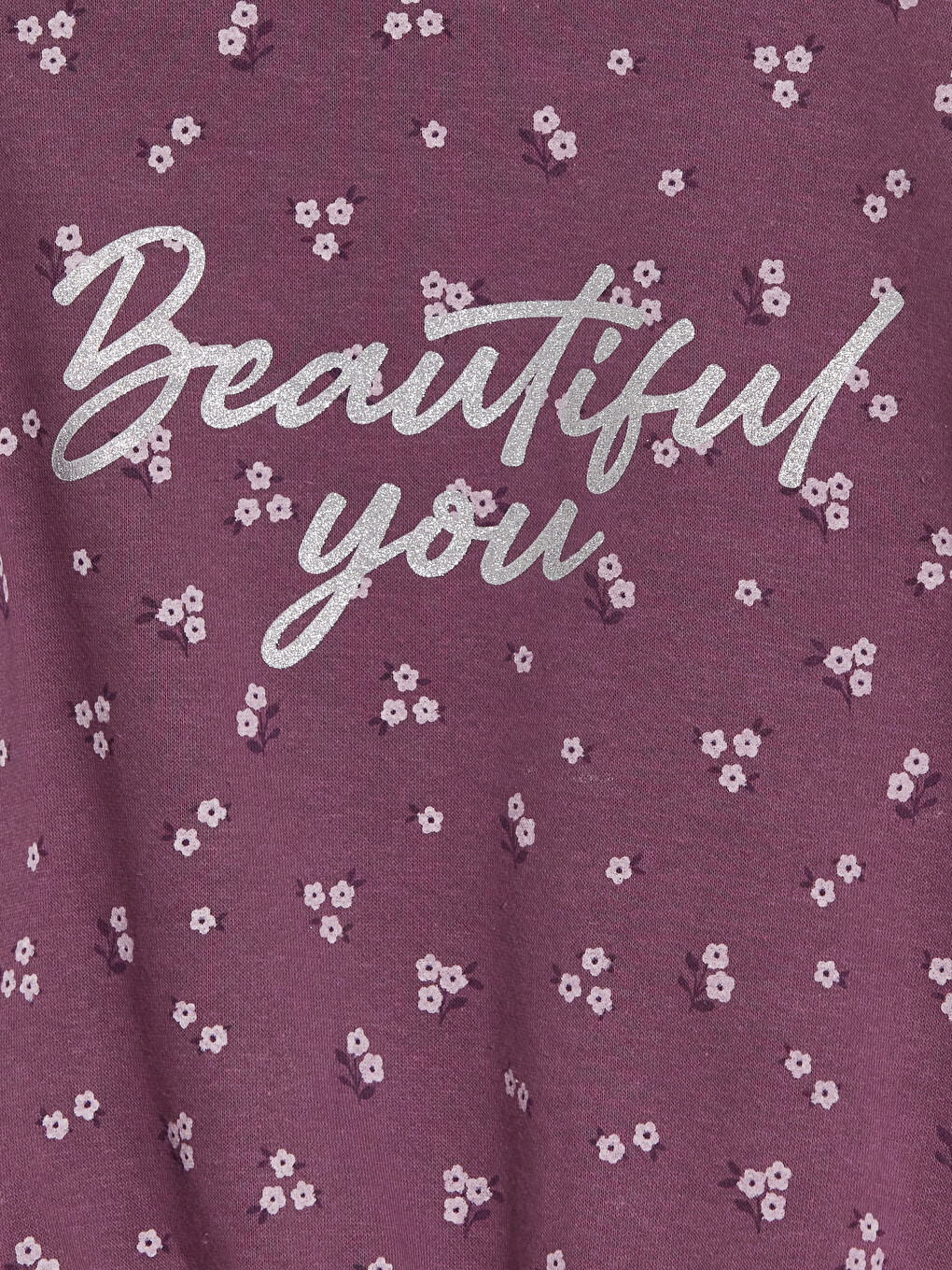 Lila Baskılı Kız Çocuk Kalın Sweatshirt 2'li-8