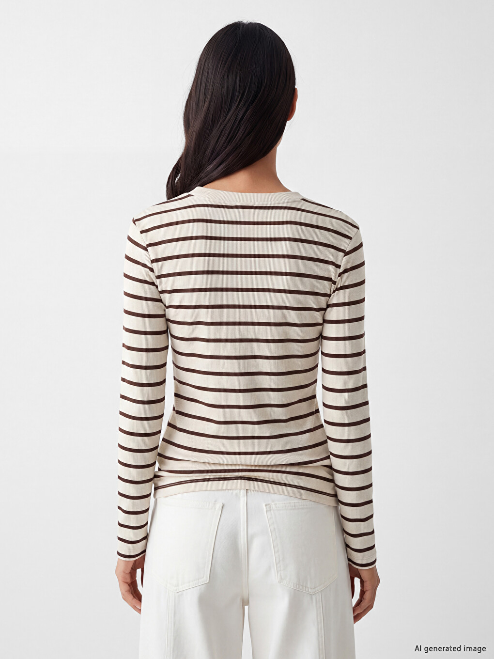 Crew Neck Striped Women's Body-3