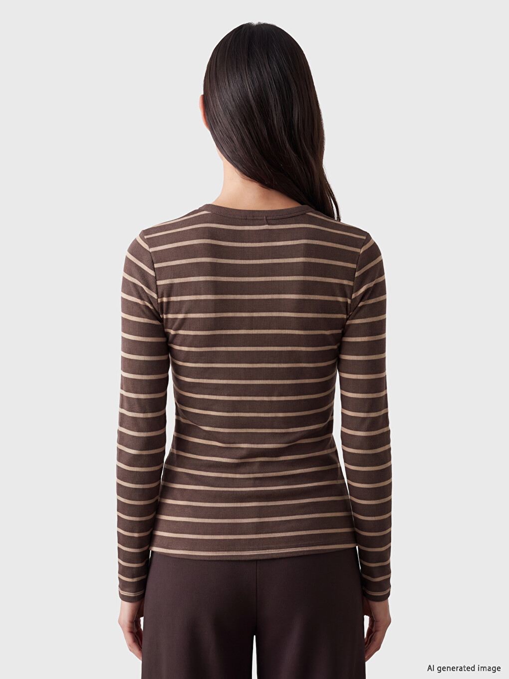 Crew Neck Striped Women's Body-3