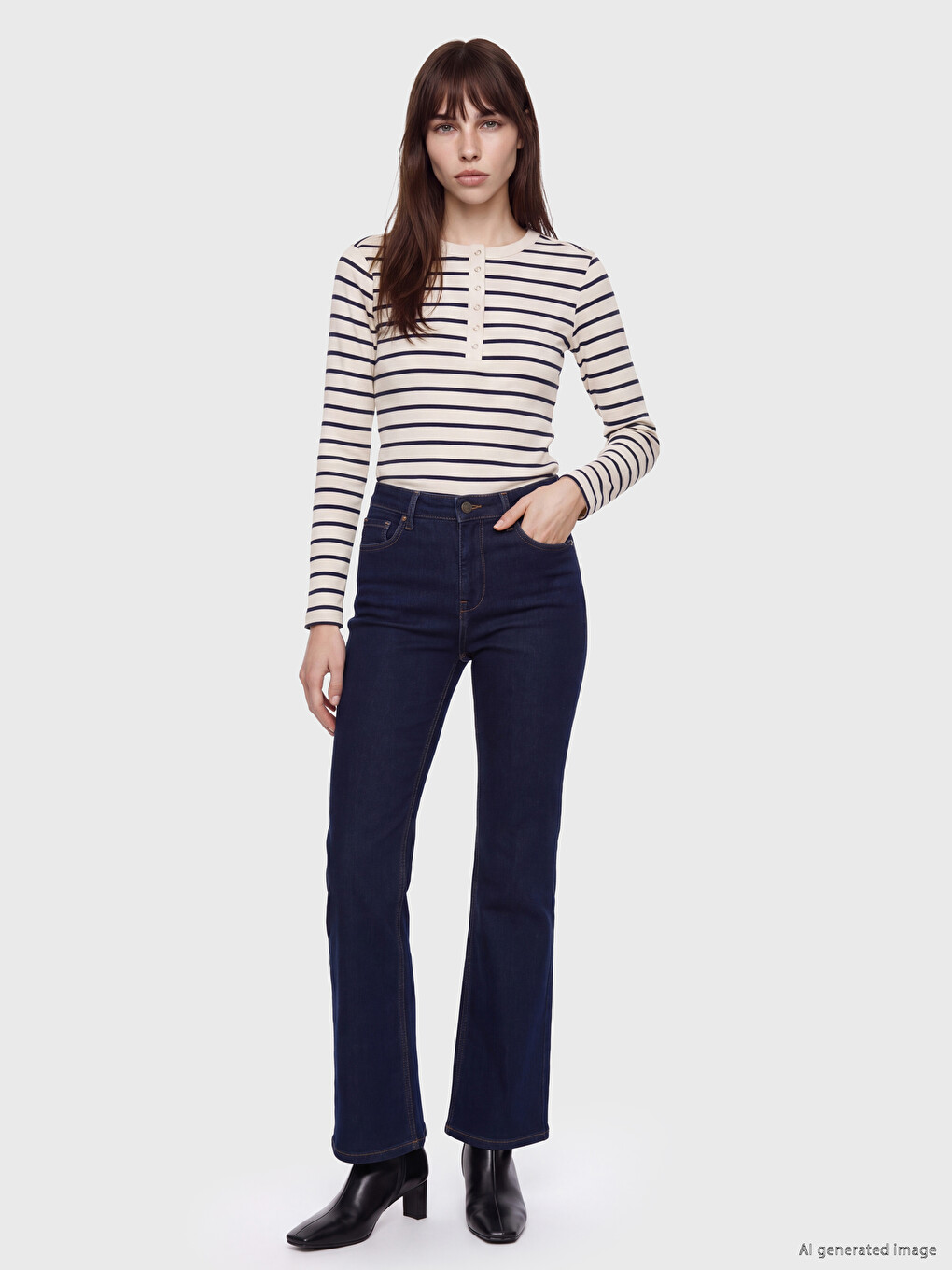 Crew Neck Striped Women's Body-1