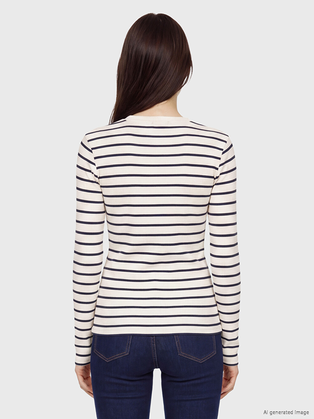 Crew Neck Striped Women's Body-3