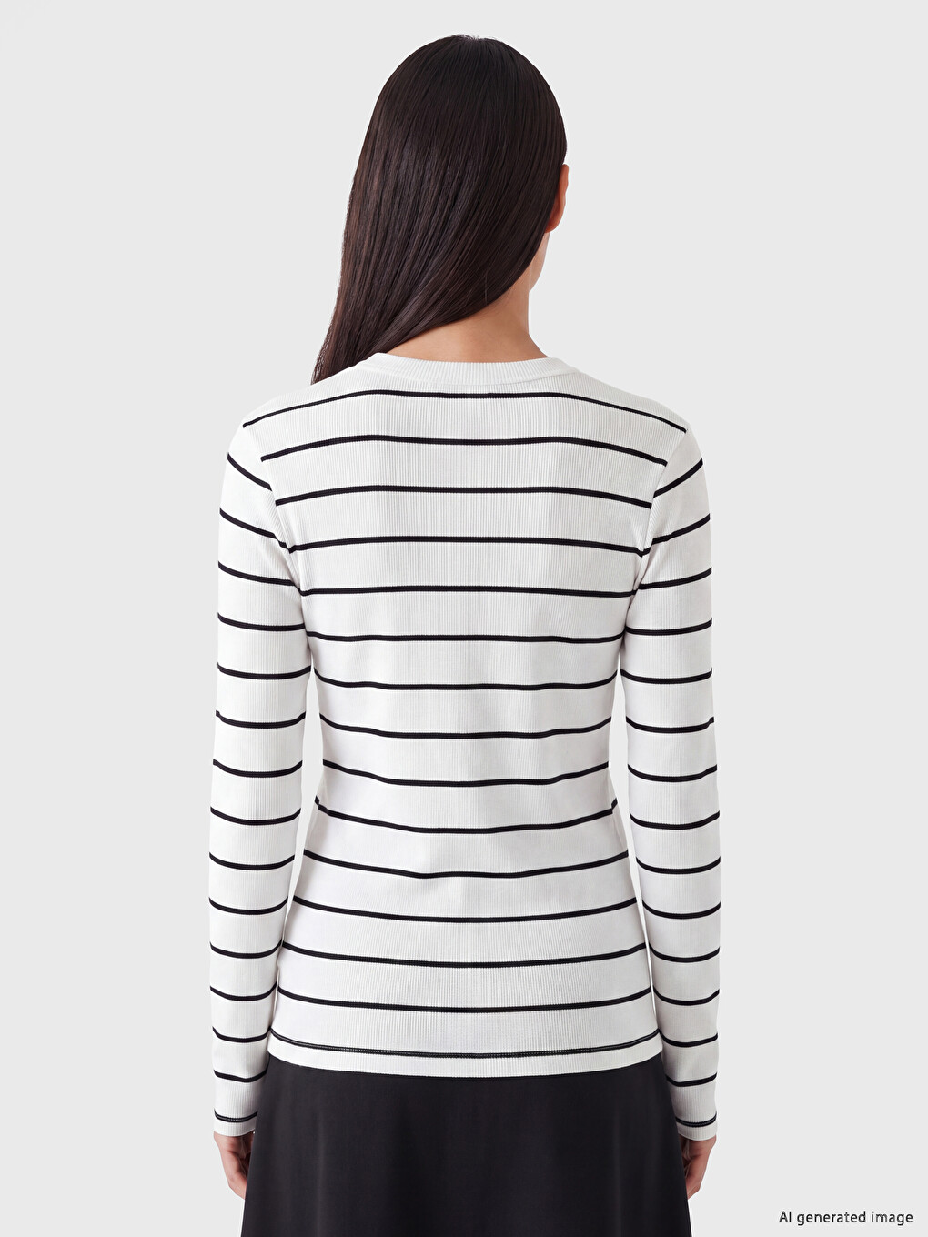 Crew Neck Striped Women's Body-3
