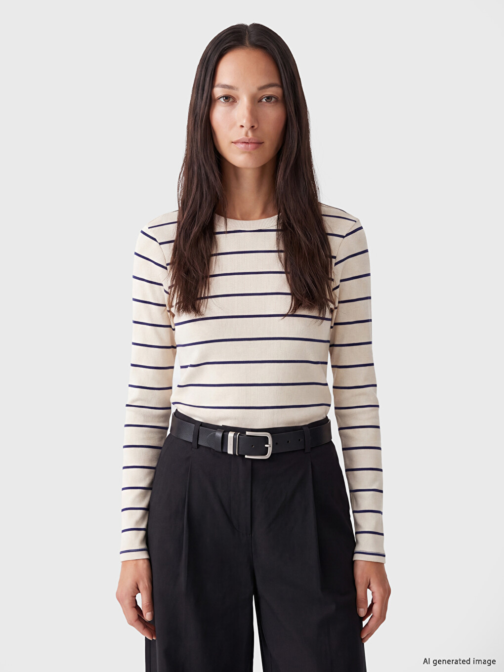 Crew Neck Striped Women's Body