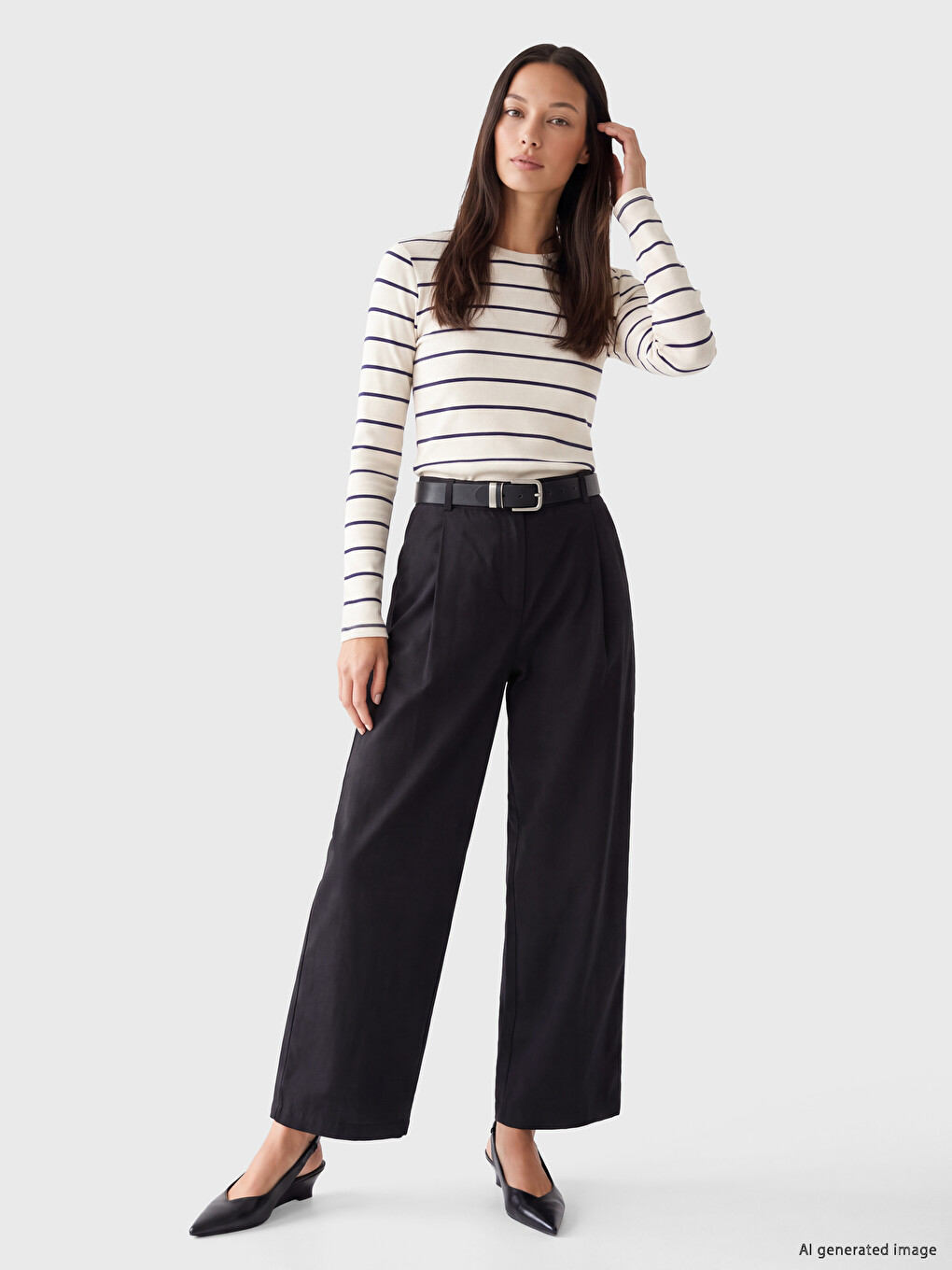 Crew Neck Striped Women's Body-1