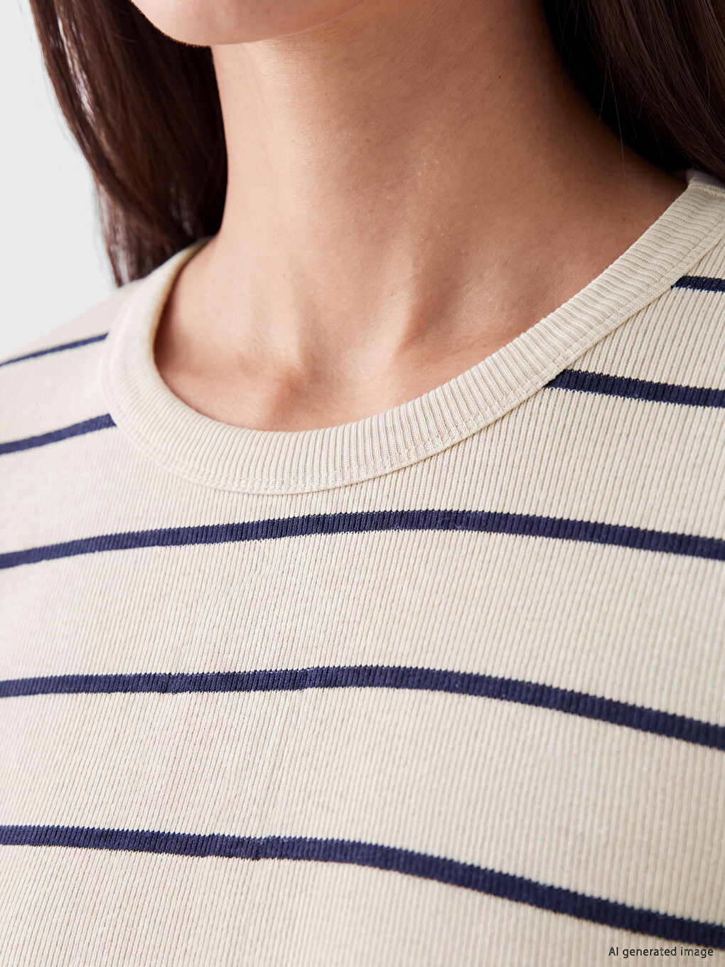 Crew Neck Striped Women's Body-2