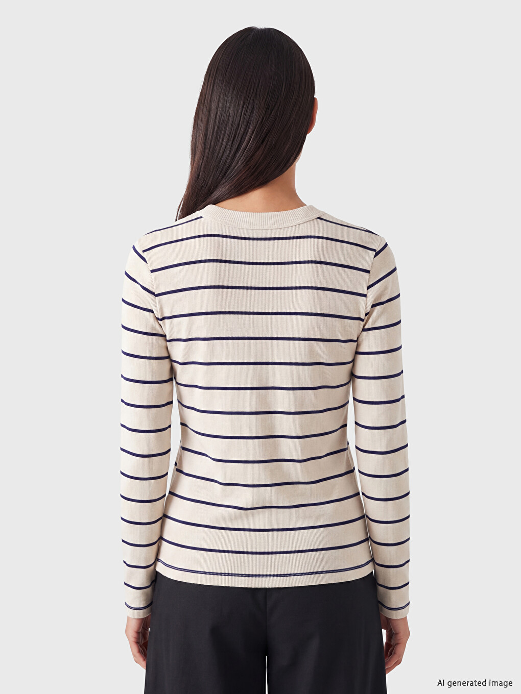Crew Neck Striped Women's Body-3