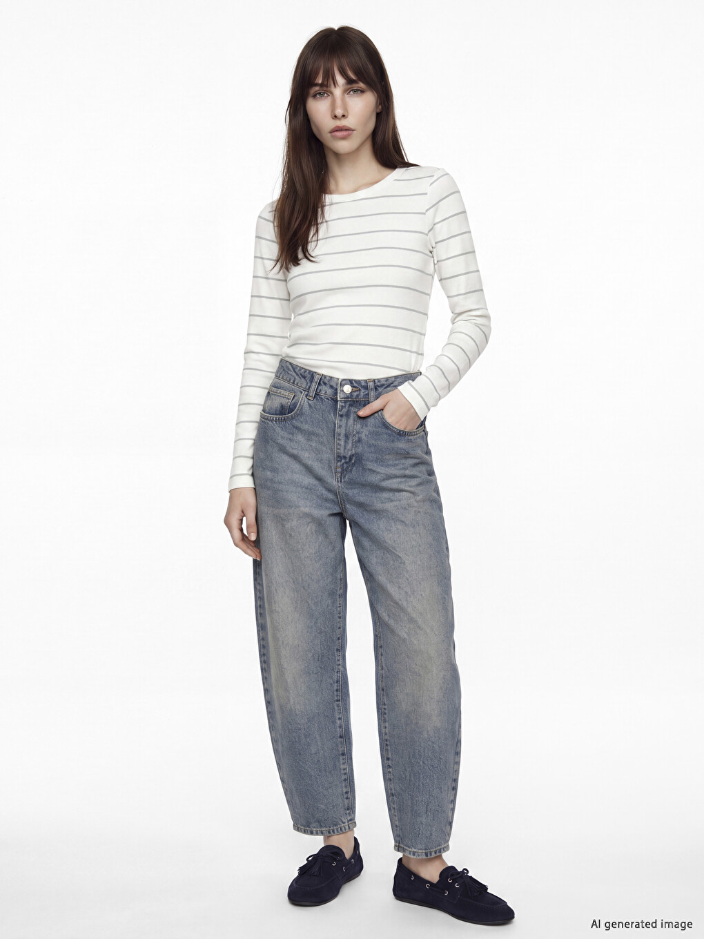 Женское Боди В Полоску С Круглым Вырезом-1