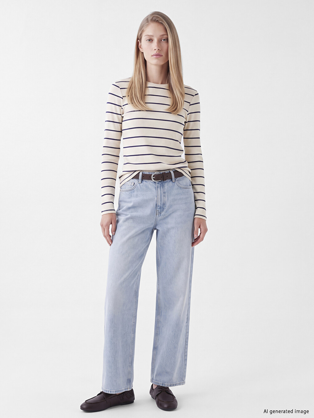 Crew Neck Striped Women's Body-1