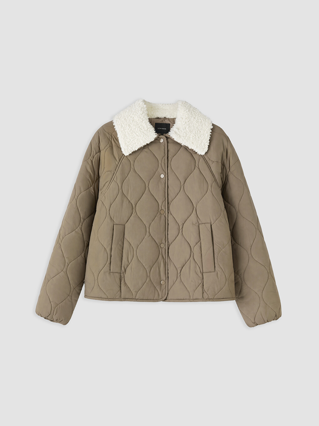 Collar Plush Detailed Quilted Women's Puffer Coat-3