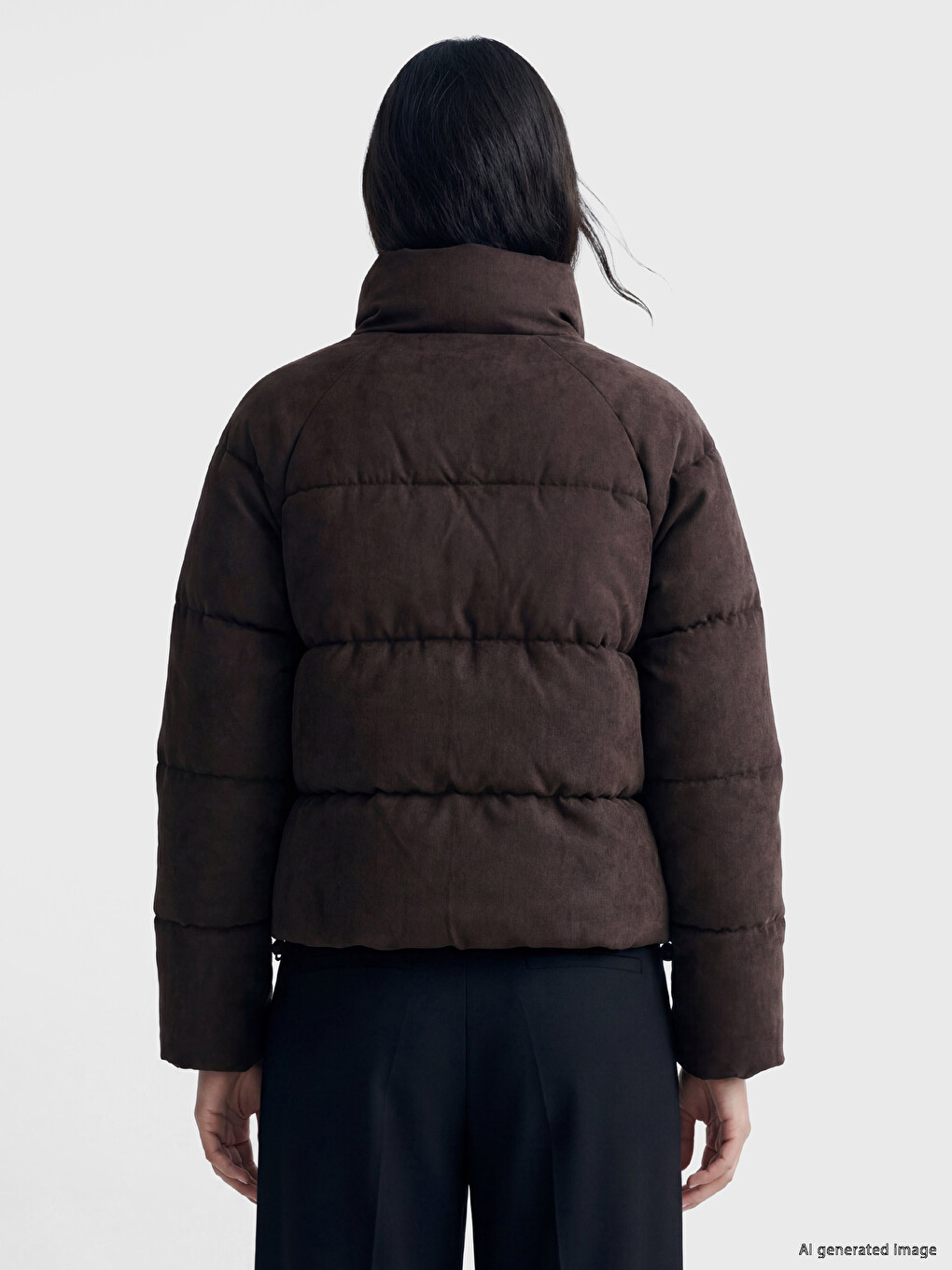 Kahverengi Oversize Kadın Şişme Mont-4