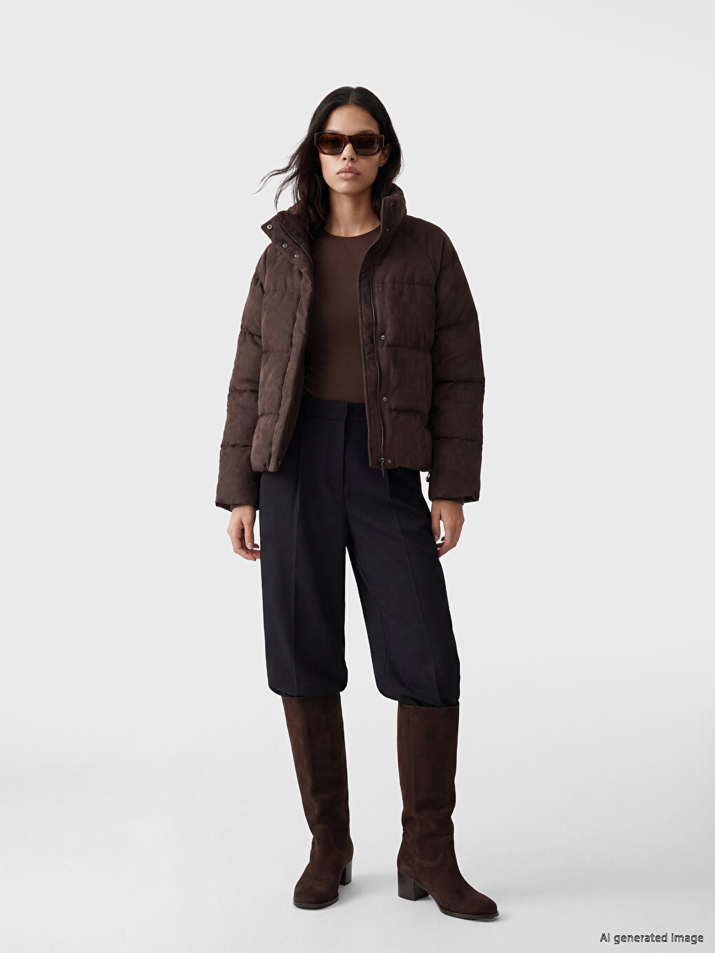 Woman Brown Puffer Coat-1
