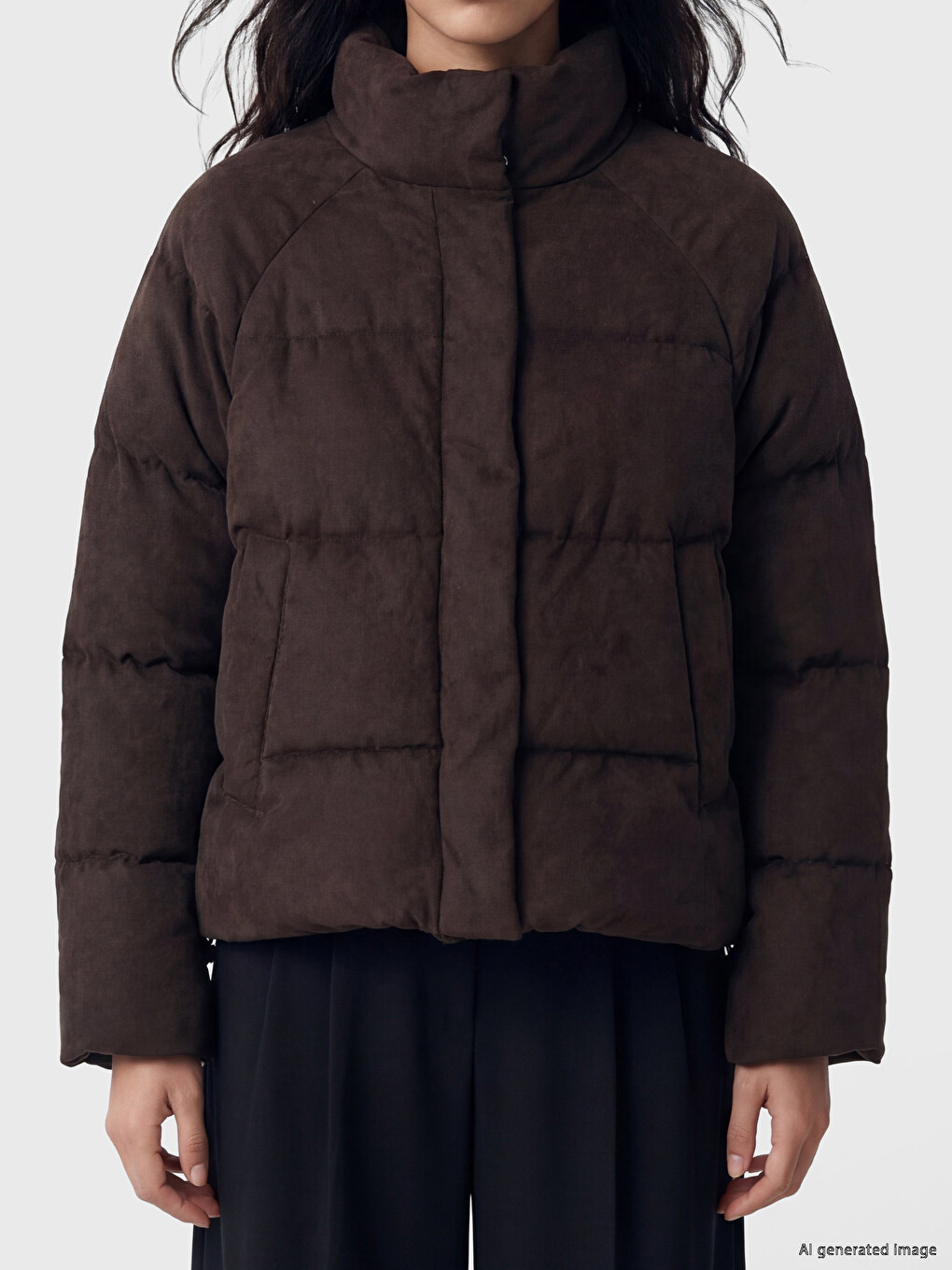 Woman Brown Puffer Coat-2