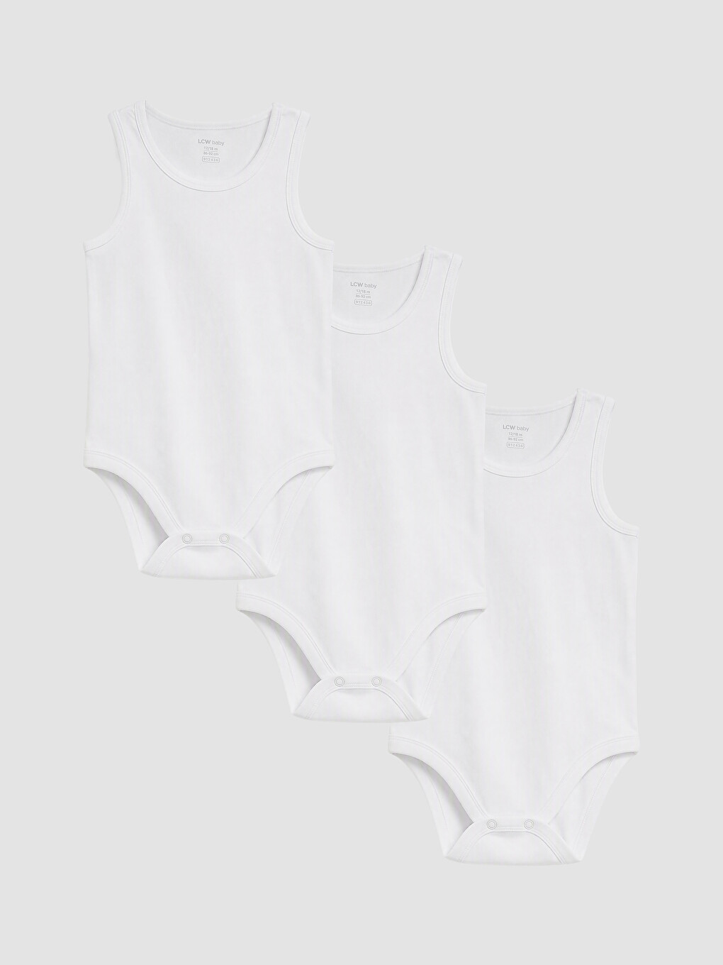 Beyaz Bisiklet Yaka Kız Bebek Çıtçıtlı Body 3'lü