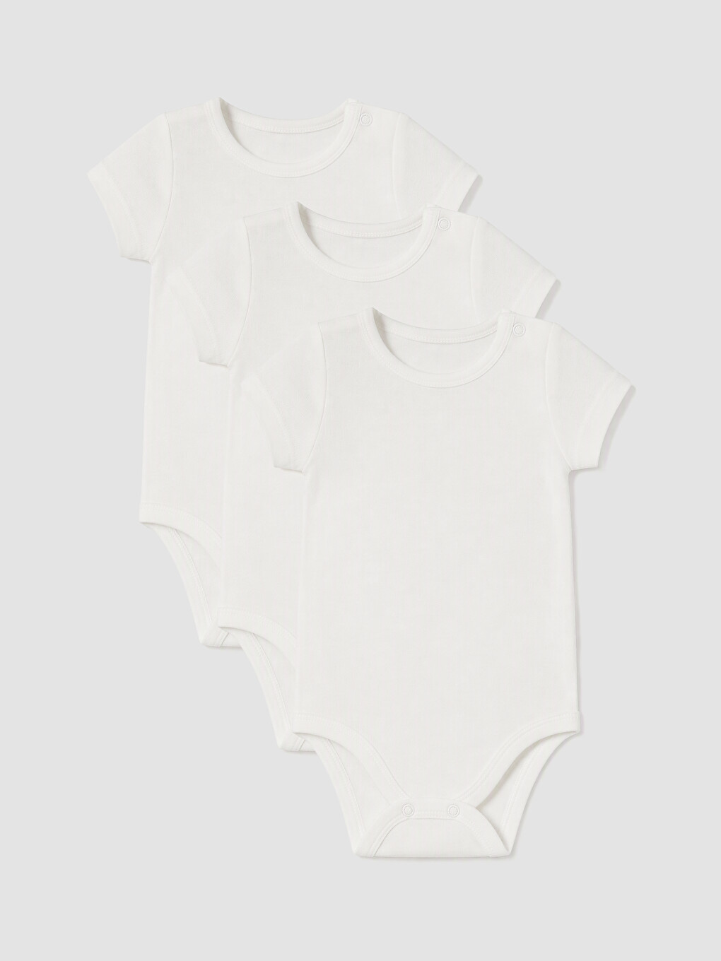 Beyaz Bisiklet Yaka Kız Bebek Çıtçıtlı Body 3'lü