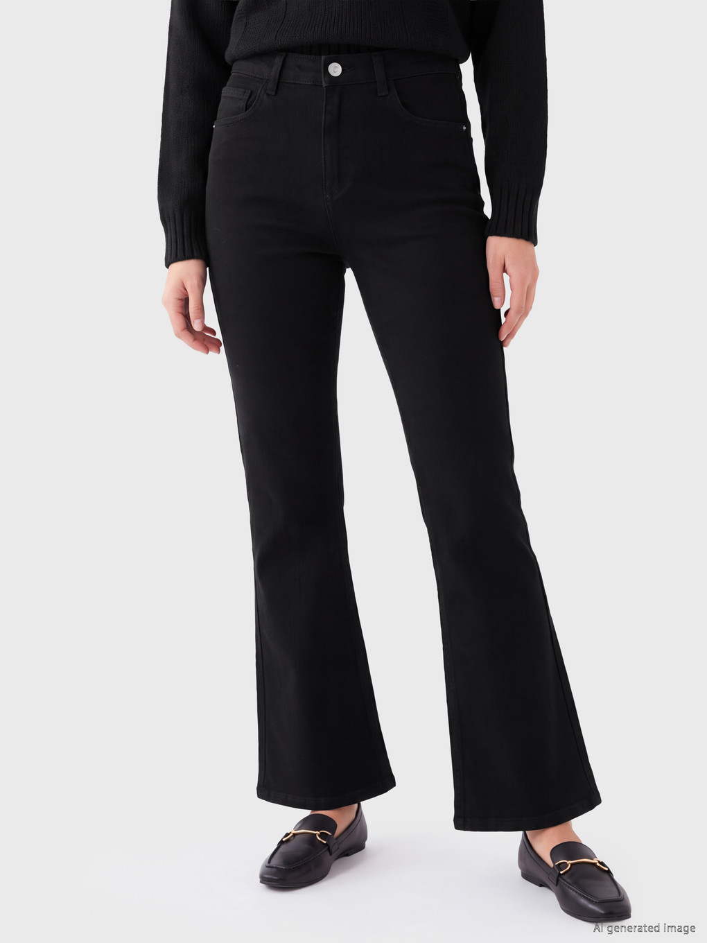Siyah Cepli Flare Jean-1