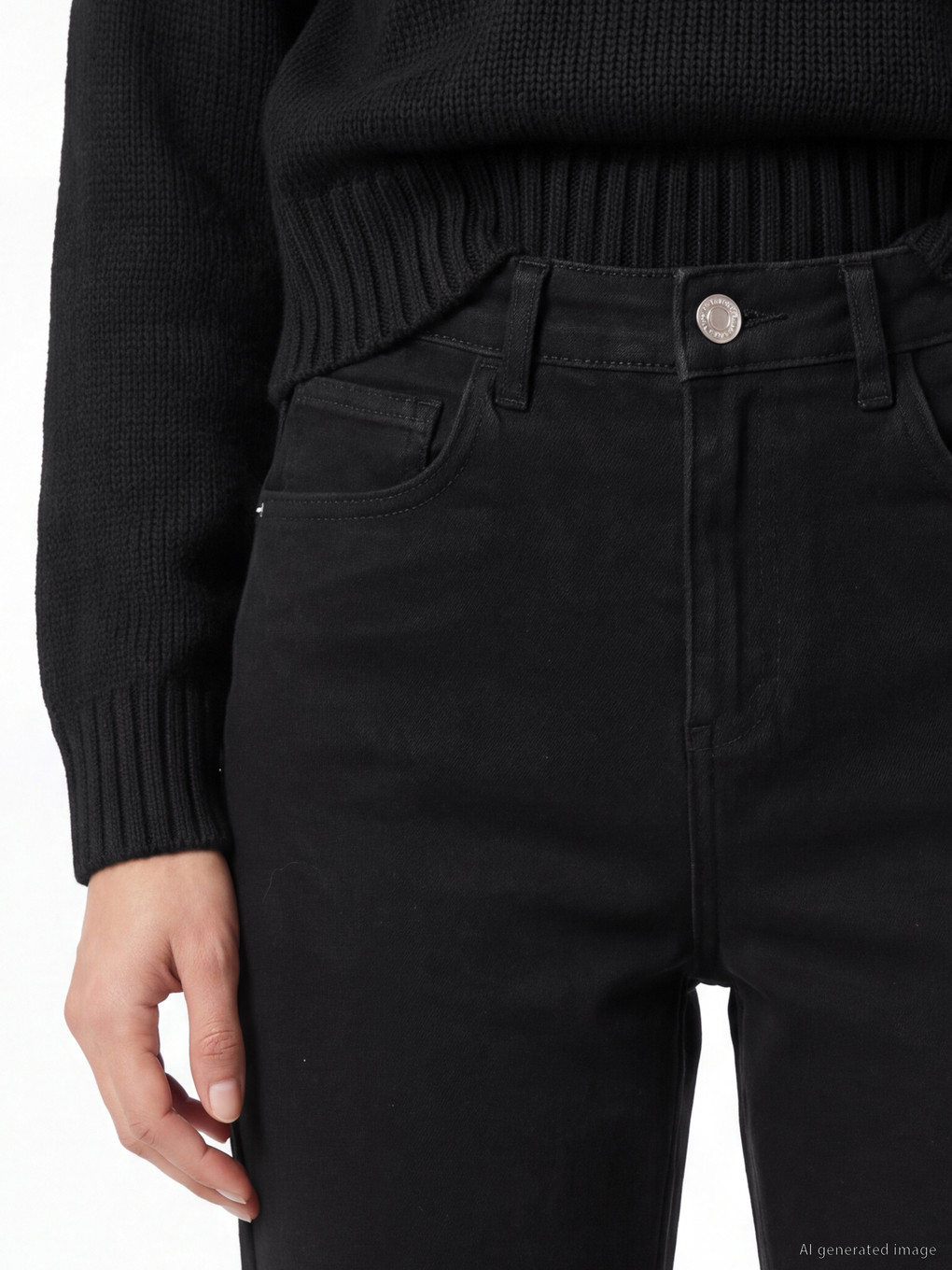 Siyah Cepli Flare Jean-2