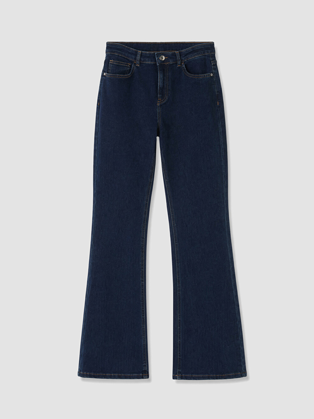 İndigo Yüksek Bel Flare Kadın Jean Pantolon-4