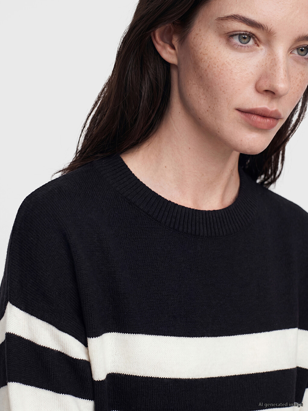 Crew Neck Striped Women's Knitwear Sweater-2