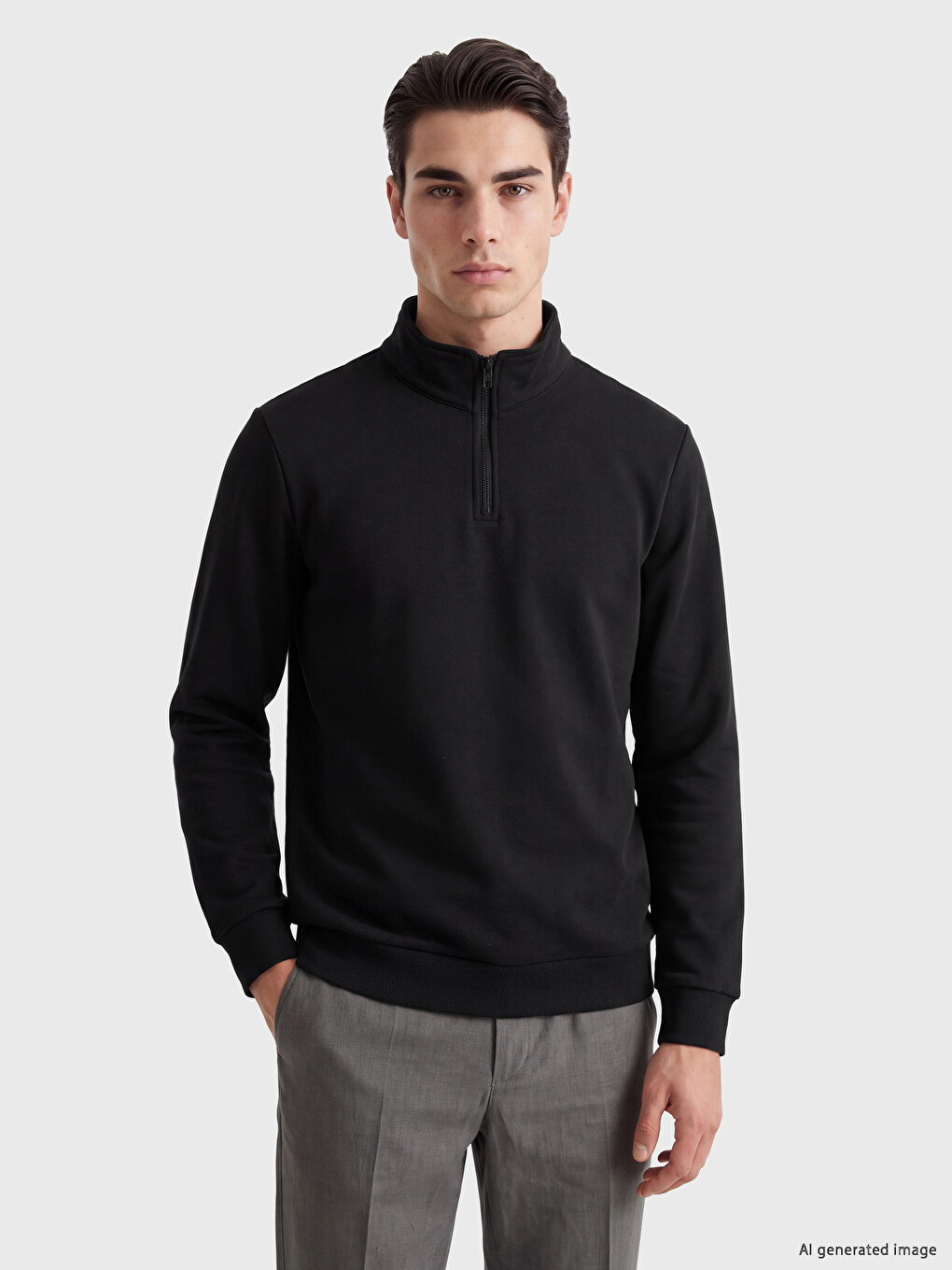Mock Neck Men's Thick Sweatshirt
