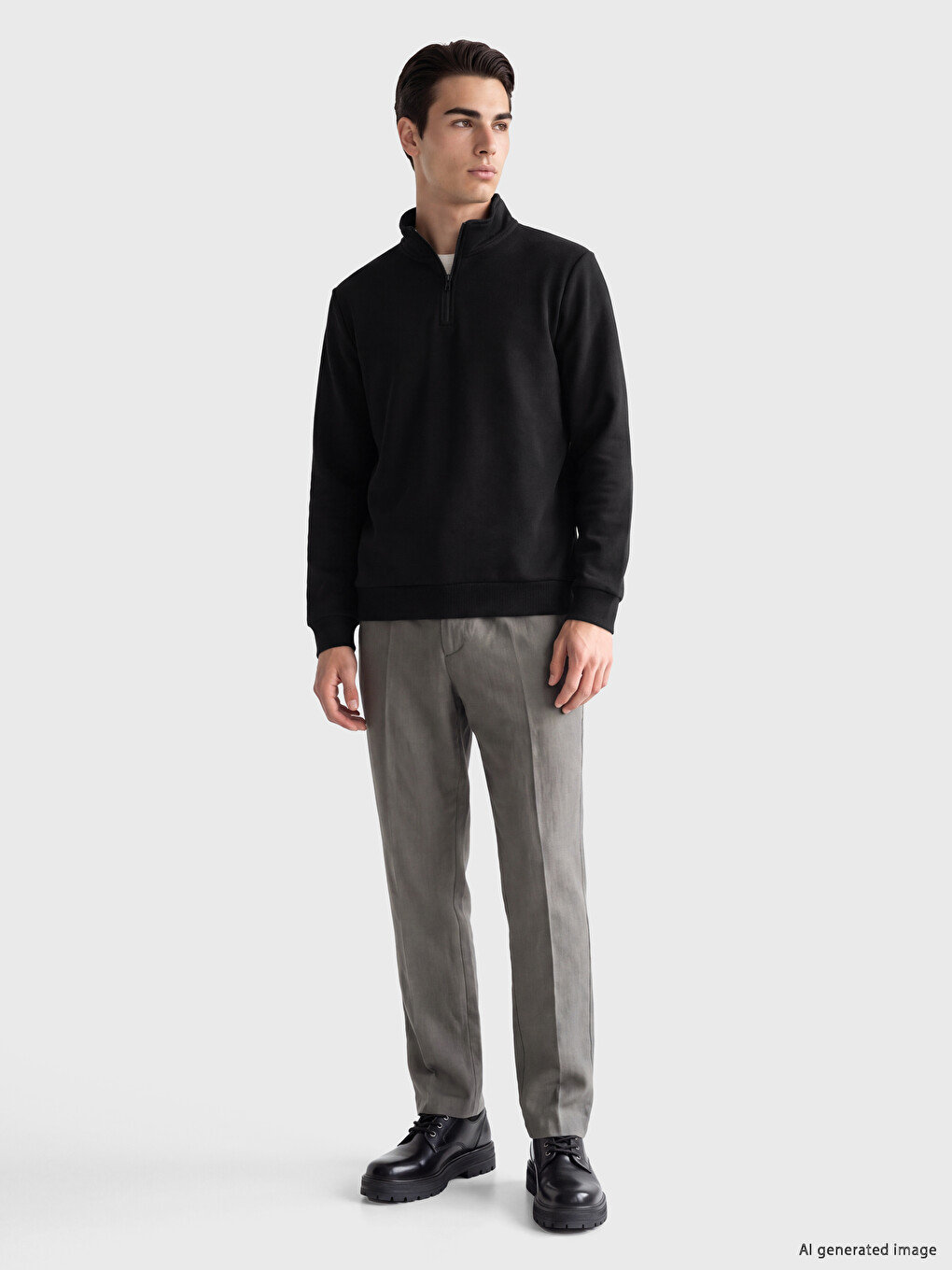 Mock Neck Men's Thick Sweatshirt-1