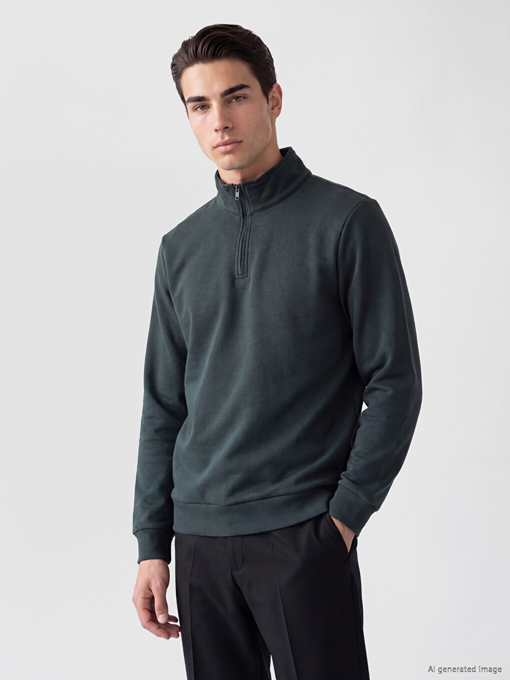 Mock Neck Men's Thick Sweatshirt