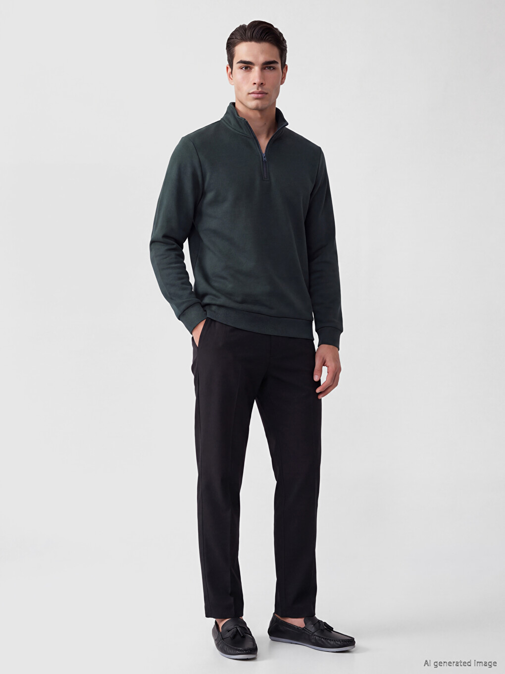 Mock Neck Men's Thick Sweatshirt-1