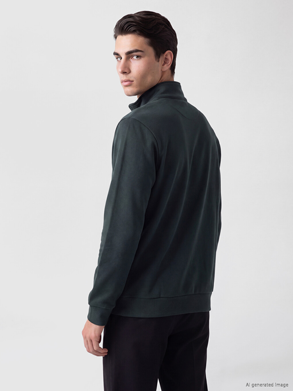 Mock Neck Men's Thick Sweatshirt-2