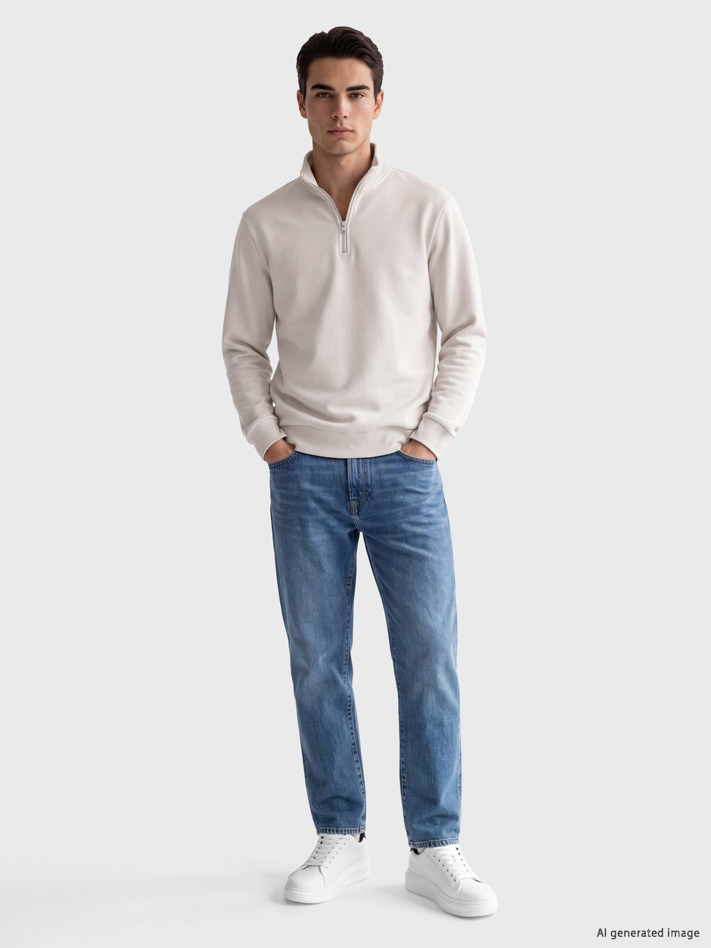 Mock Neck Men's Thick Sweatshirt-1