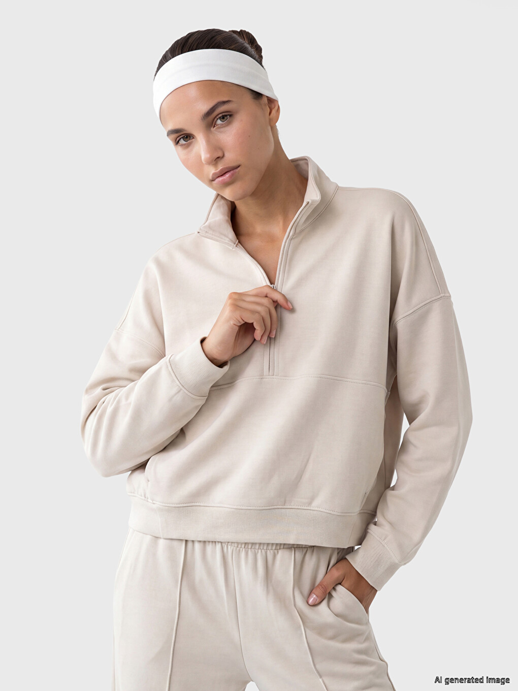Woman Beige Sweatshirt