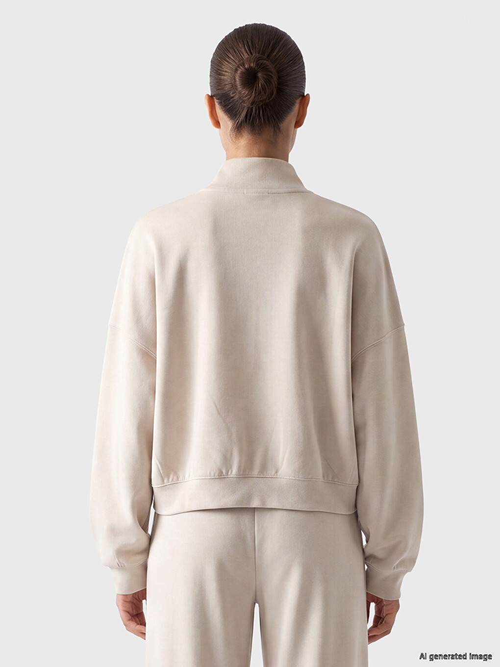 Woman Beige Sweatshirt-3
