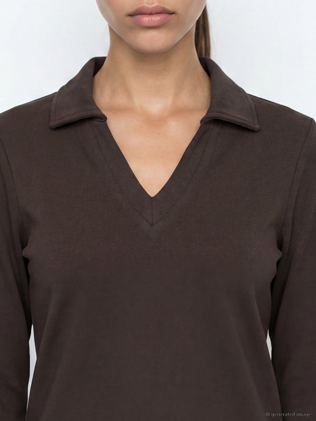 Polo Collar Women's Sweatshirt-2