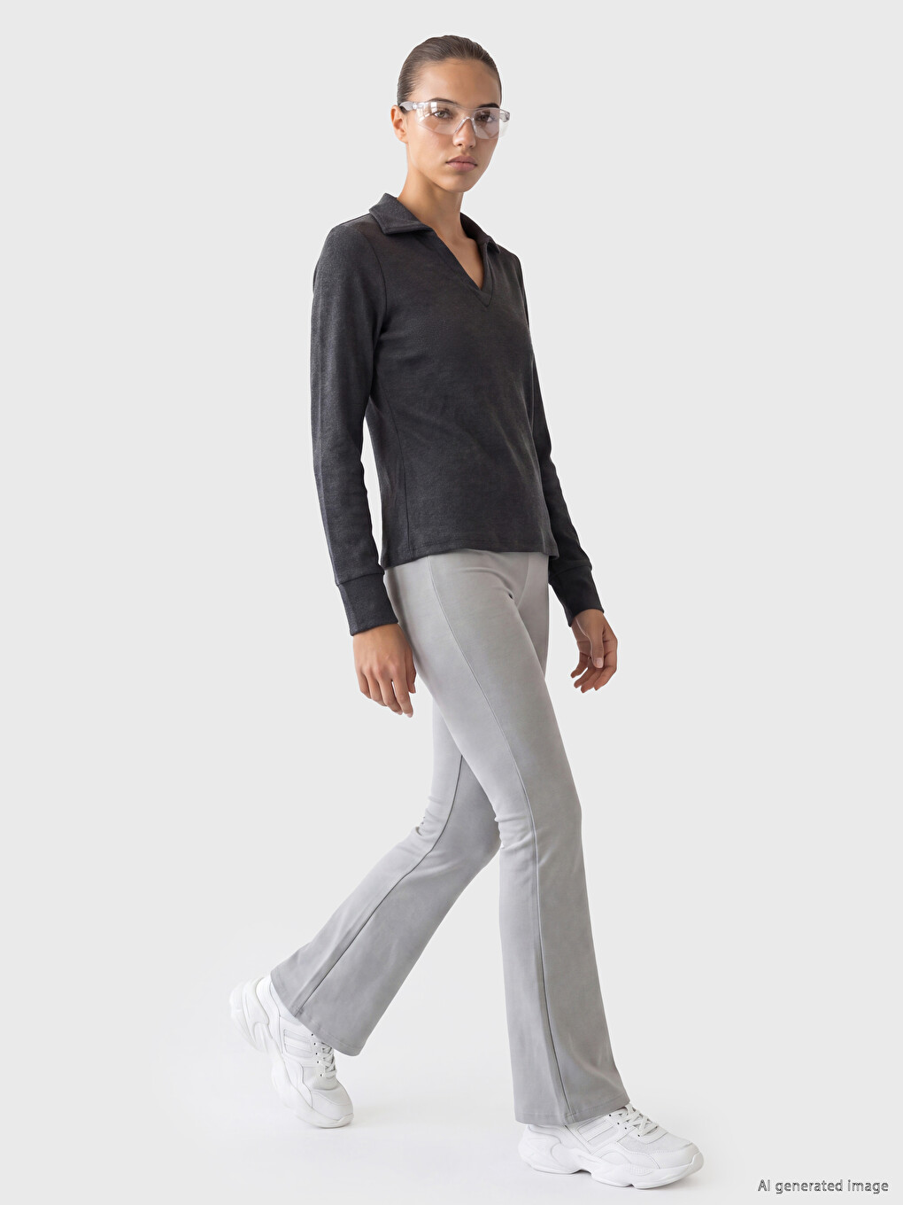 Polo Collar Women's Sweatshirt-1
