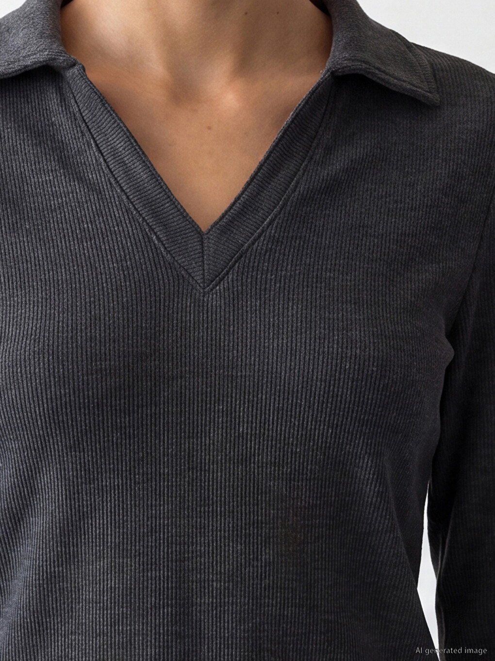 Polo Collar Women's Sweatshirt-2