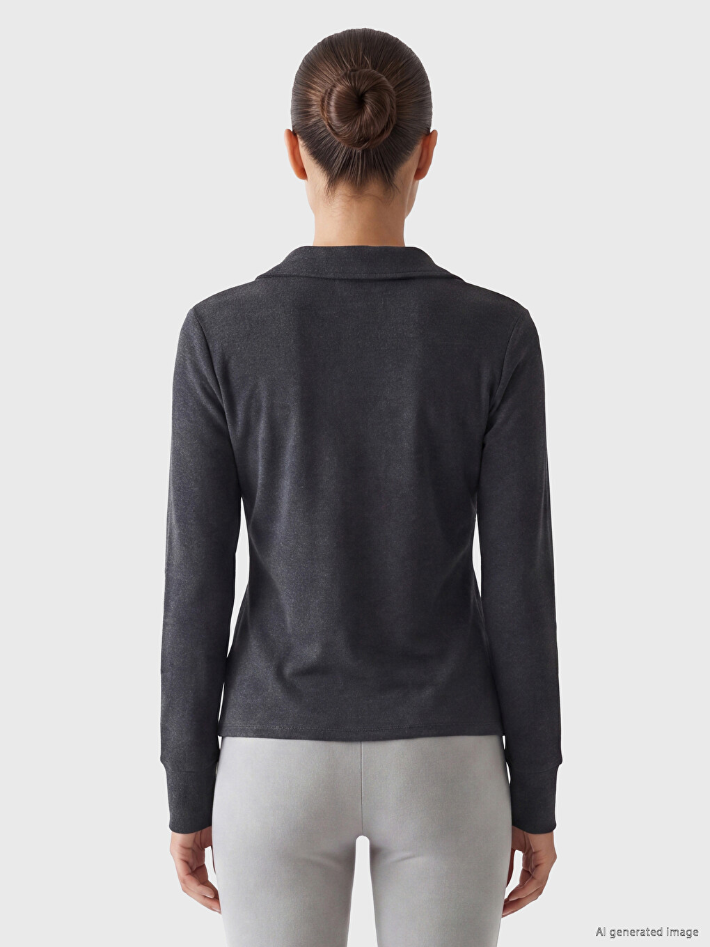 Polo Collar Women's Sweatshirt-3