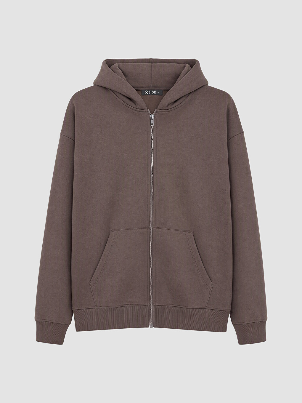 Man Brown Zip-up Sweatshirt