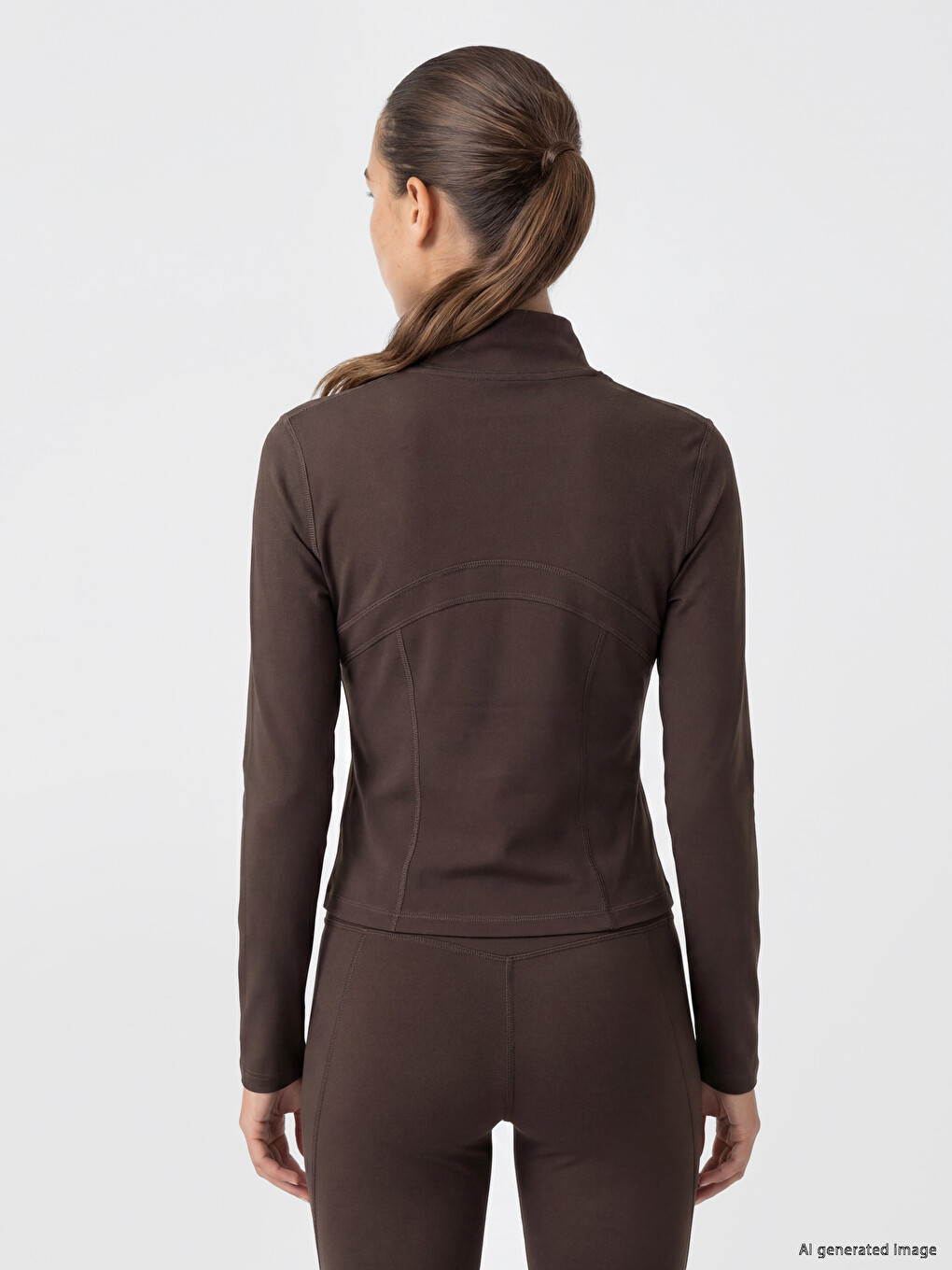 Dik Yaka Parmak Geçmeli Kadın Fermuarlı Sweatshirt-3