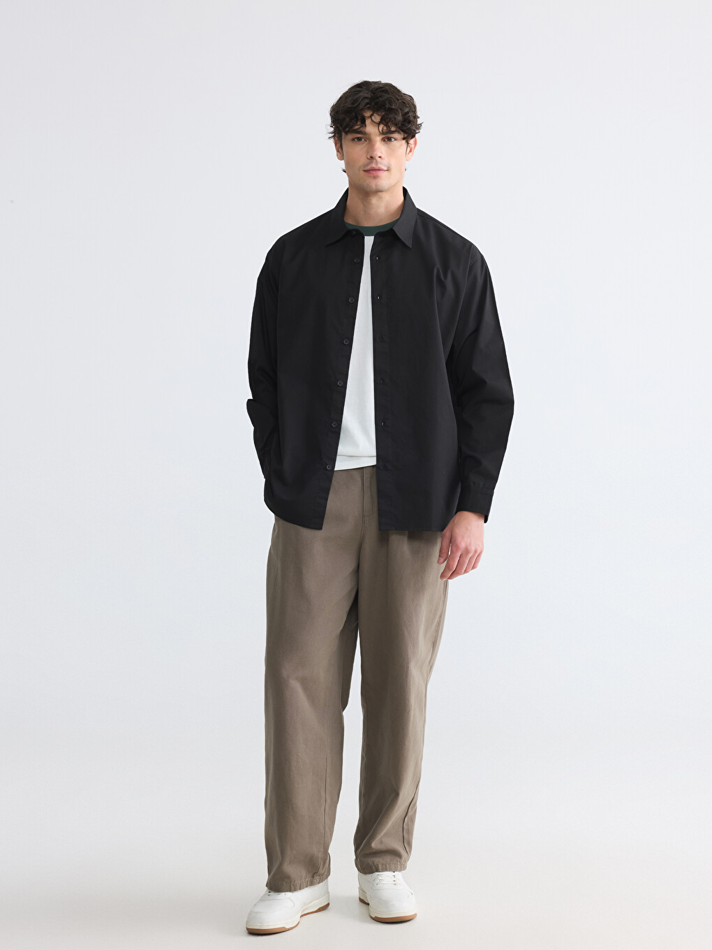 Relaxed Fit Poplin Men's Shirt-1