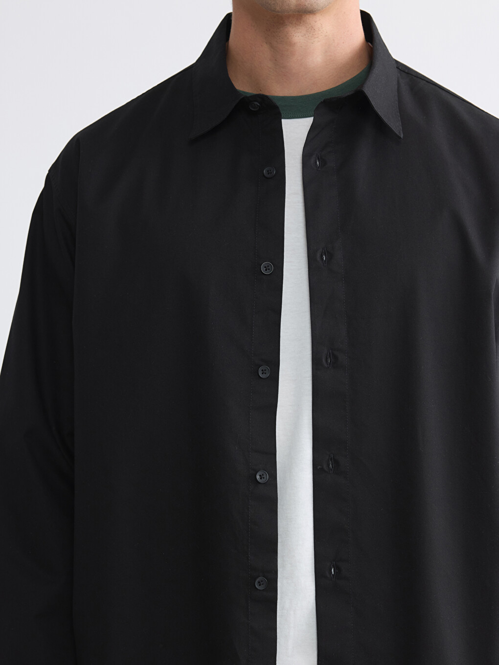 Relaxed Fit Poplin Men's Shirt-2