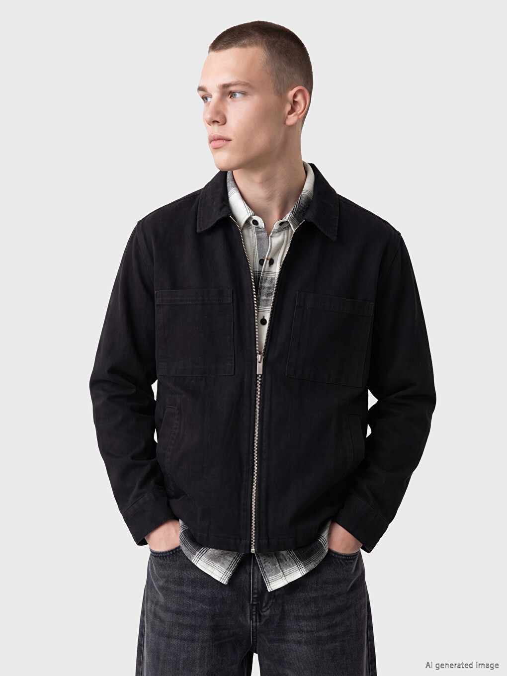 Surchemise En Gabardine Pour Homme Coupe Décontractée