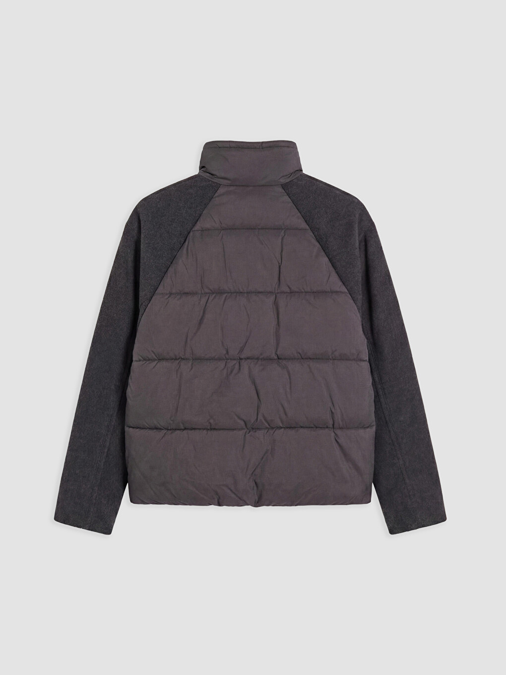 Antrasit Dik Yaka Oversize Kadın Şişme Mont-6