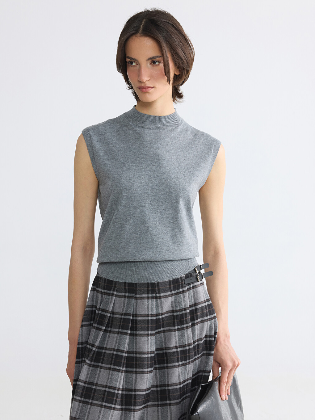 Mock Neck Women's Knitwear Tank Top