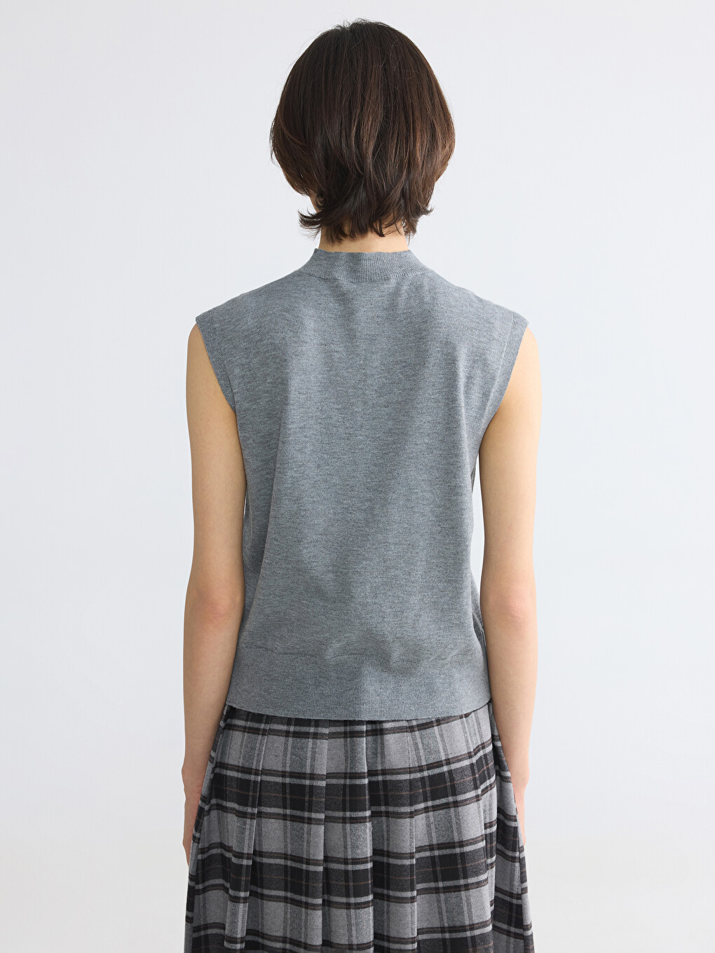 Mock Neck Women's Knitwear Tank Top-3
