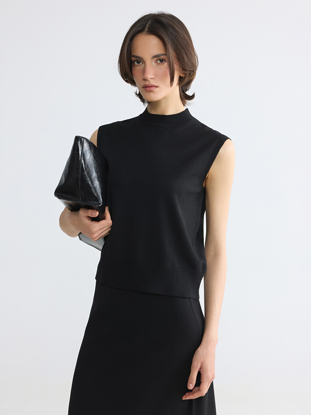 Mock Neck Women's Knitwear Tank Top