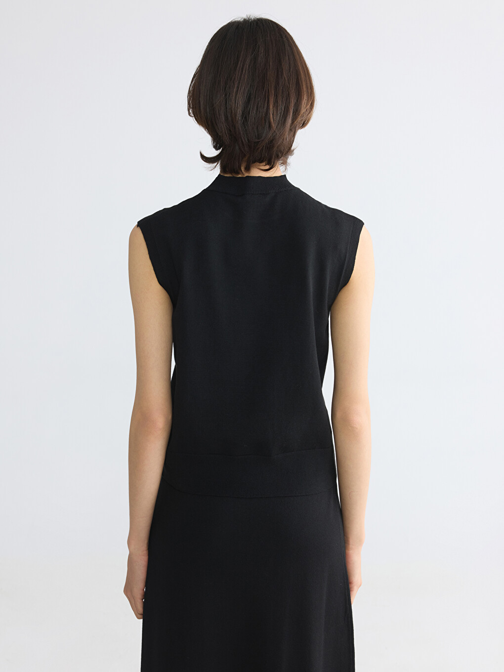 Mock Neck Women's Knitwear Tank Top-3