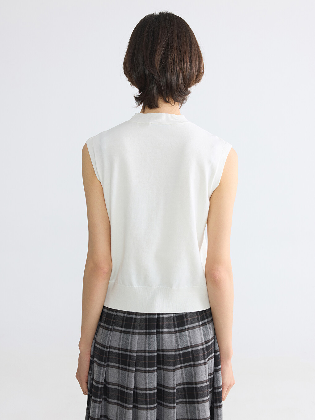Mock Neck Women's Knitwear Tank Top-3