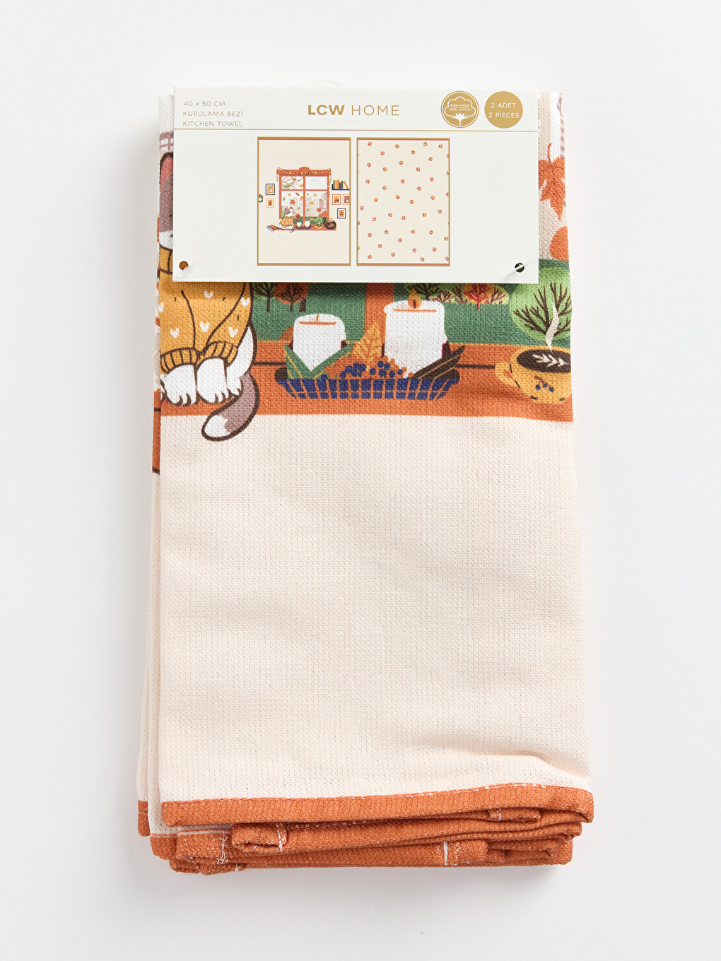 Cat Printed Tea Towel 2-pack 40x60 Cm-1