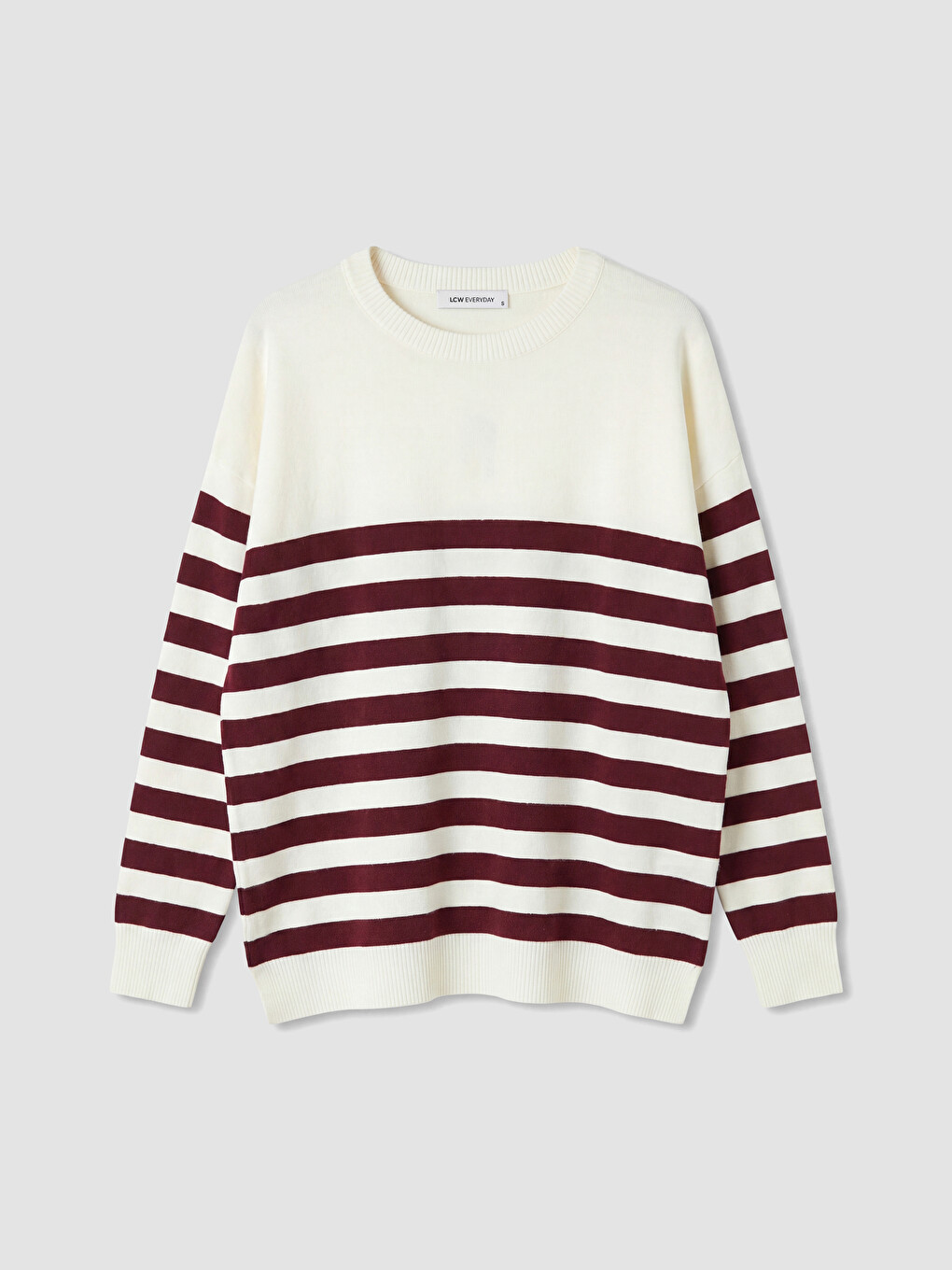 Pullover Mit Rundhalsausschnitt Aus Gestreiftem Damenstrick-4