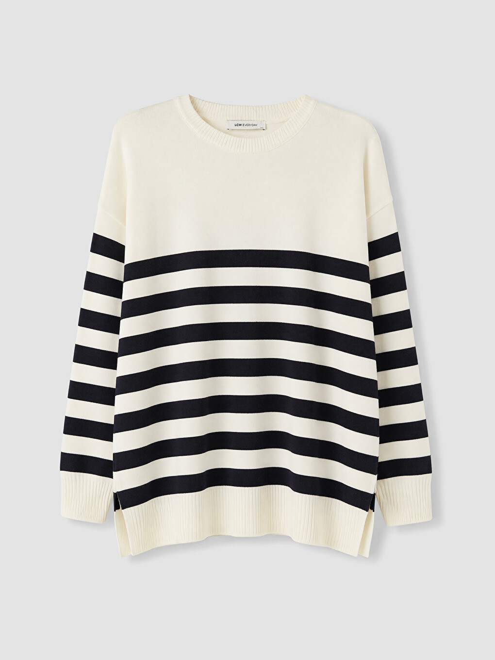 Crew Neck Striped Women's Knitwear Sweater-3