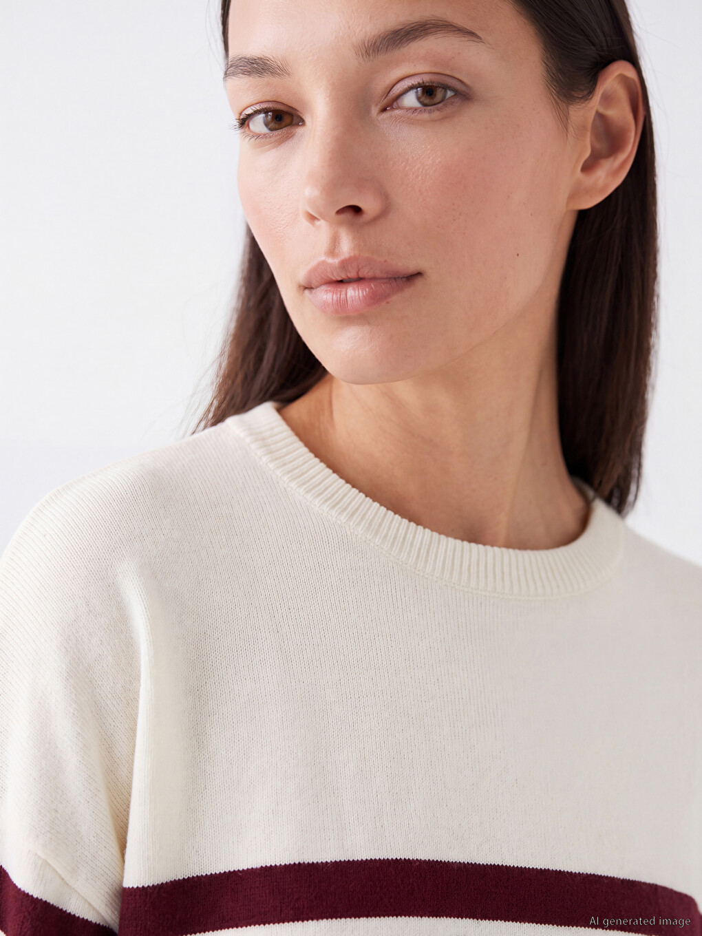 Pullover Mit Rundhalsausschnitt Aus Gestreiftem Damenstrick-2
